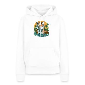 Jungle imprimée tigre - Sweat à capuche Premium bio Femme - blanc - Devant - Julia (174cm)