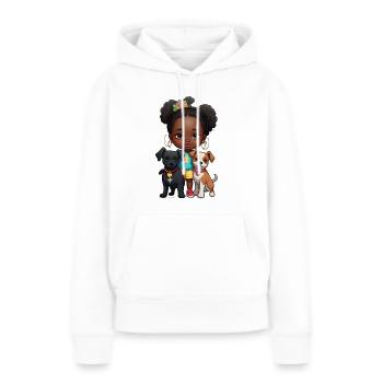 Cadeau pour les amoureux des chiens - Sweat à capuche Premium bio Femme - blanc - Devant - Julia (174cm)