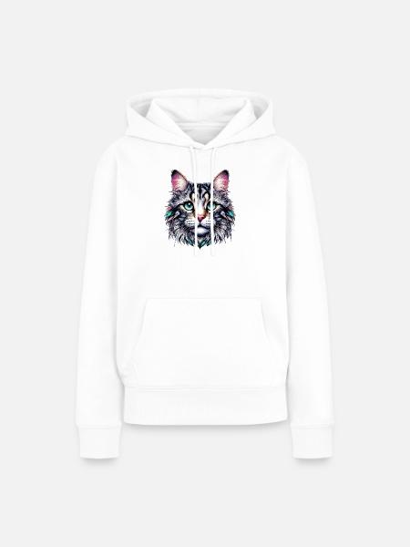 Katze - Frauen Premium Bio Hoodie - Weiß