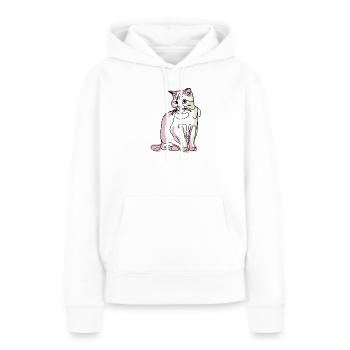 Katze- Ein-Strich-Zeichnung - Frauen Premium Bio Hoodie - Weiß - Vorne - Julia (174cm)