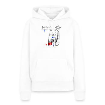 Chat mangeur d’inquiétude - Sweat à capuche Premium bio Femme - blanc - Devant - Julia (174cm)