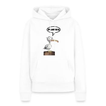 Möwe Sprechblase Pommes lustig - Frauen Premium Bio Hoodie - Weiß - Vorne - Julia (174cm)