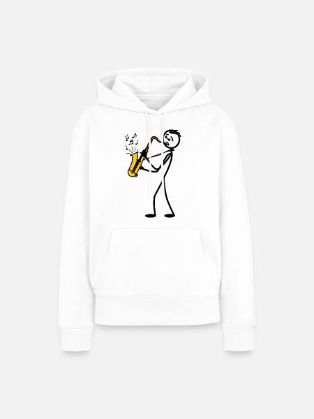 Saxophoniste - Sweat à capuche Premium bio Femme - blanc