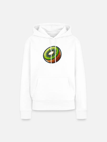 Helle Kiwi-Scheibe - Frauen Premium Bio Hoodie - Weiß