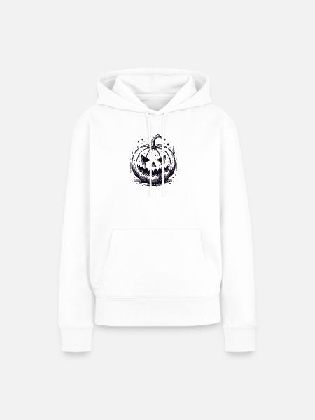 Schwarzer Jackolantern Kürbis - Frauen Premium Bio Hoodie - Weiß