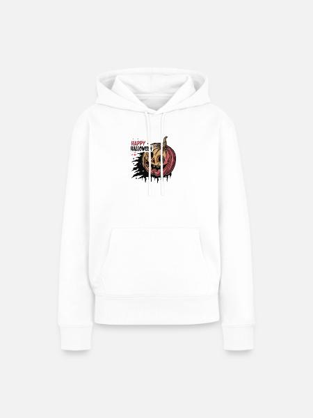 Ausdrucksstarker Halloween Kürbis - Frauen Premium Bio Hoodie - Weiß