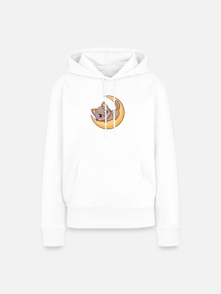 Kätzchen auf der Mondsichel - Frauen Premium Bio Hoodie - Weiß