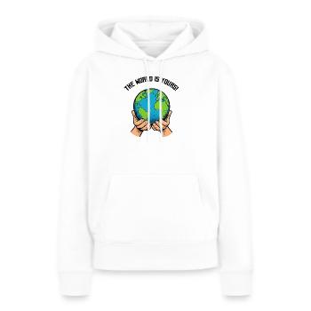 Mains tenant la Terre – Responsabilité mondiale - Sweat à capuche Premium bio Femme - blanc - Devant - Julia (174cm)