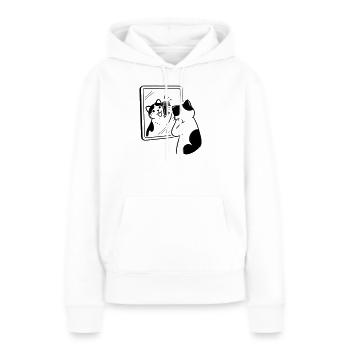 Katze Spiegel Selfie - Frauen Premium Bio Hoodie - Weiß - Vorne - Julia (174cm)