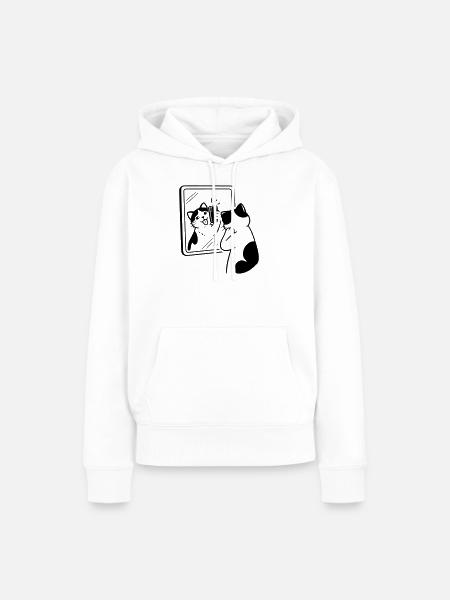 Katze Spiegel Selfie - Frauen Premium Bio Hoodie - Weiß