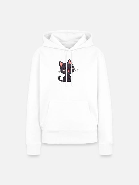 Schwarzes Kätzchen gähnt süß - Frauen Premium Bio Hoodie - Weiß