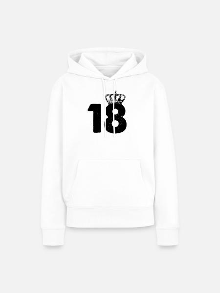 18 Krone - Frauen Premium Bio Hoodie - Weiß
