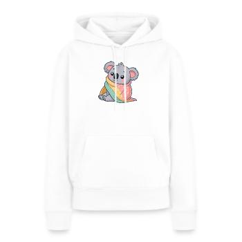 Koala cosy sous couverture - Sweat à capuche Premium bio Femme - blanc - Devant - Julia (174cm)