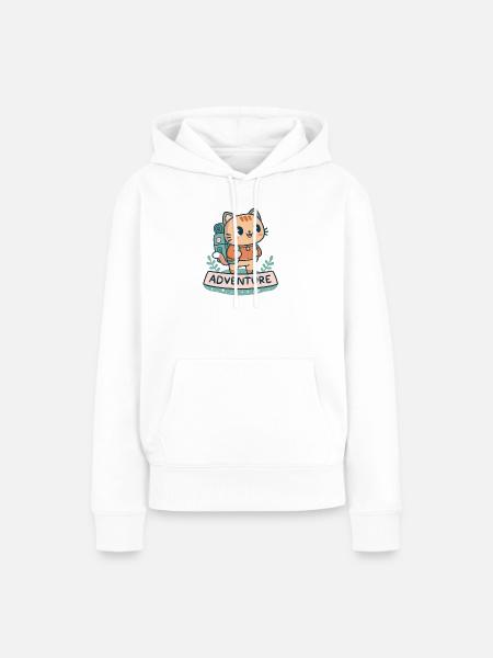 Katzen-Entdecker-Rucksack - Frauen Premium Bio Hoodie - Weiß