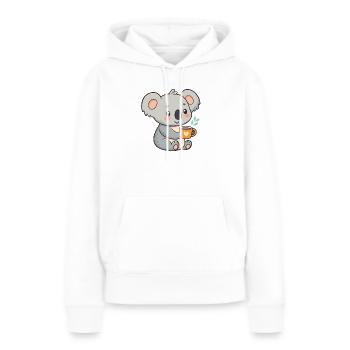 Koala cosy et mug au cœur pastel - Sweat à capuche Premium bio Femme - blanc - Devant - Julia (174cm)