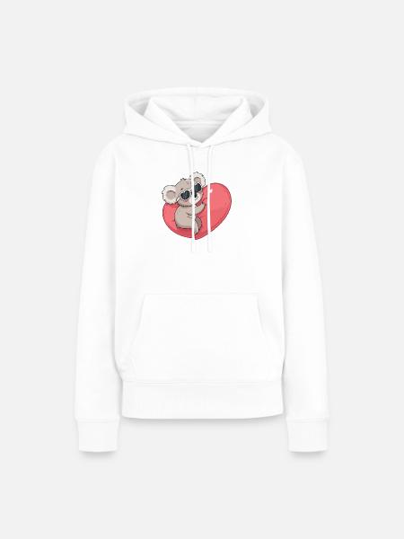 Koala-Lächelndes Herz - Frauen Premium Bio Hoodie - Weiß