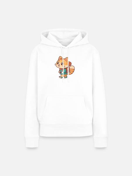 Abenteuerlustige Katze auf einer Wanderung - Frauen Premium Bio Hoodie - Weiß