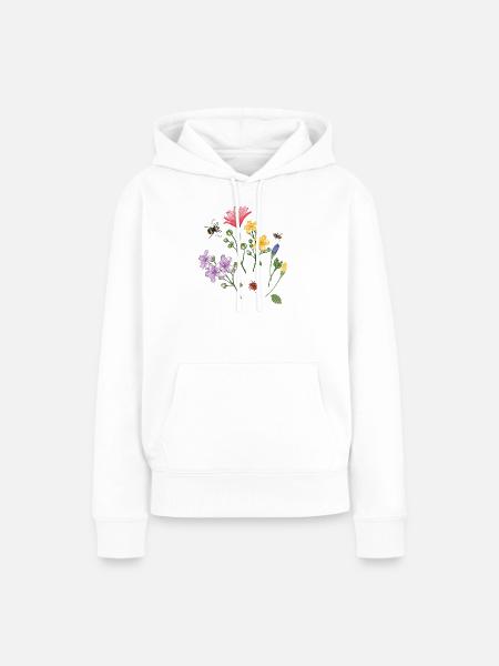 Blumenwiese - Frauen Premium Bio Hoodie - Weiß