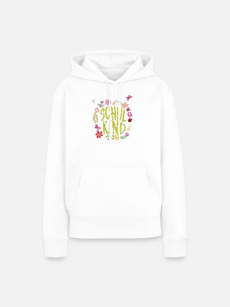 Schulkind Blumenkranz  - Frauen Premium Bio Hoodie - Weiß