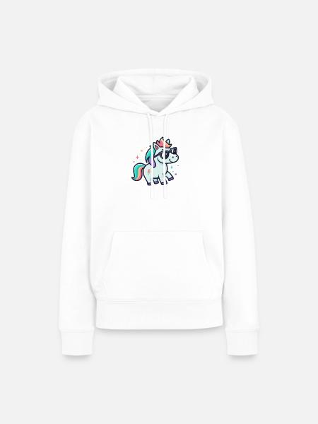 Regenbogen-Einhorn-Sonnenbrille - Frauen Premium Bio Hoodie - Weiß