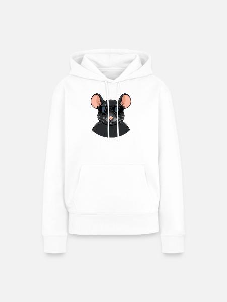 Mouse chic schwarze Brille - Frauen Premium Bio Hoodie - Weiß