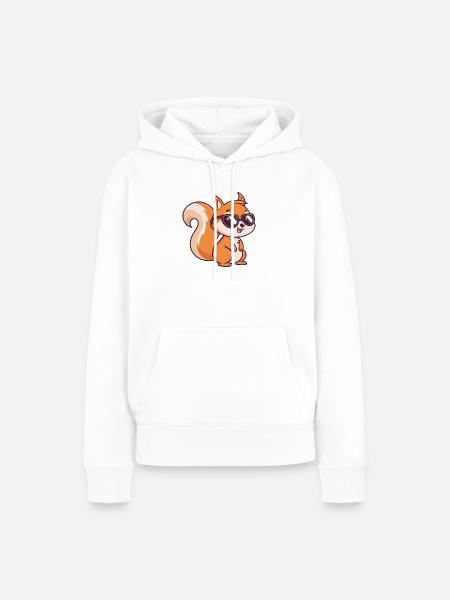 Schicke Eichhörnchen-Sonnenbrille - Frauen Premium Bio Hoodie - Weiß