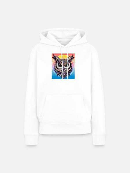 Eule - Frauen Premium Bio Hoodie - Weiß