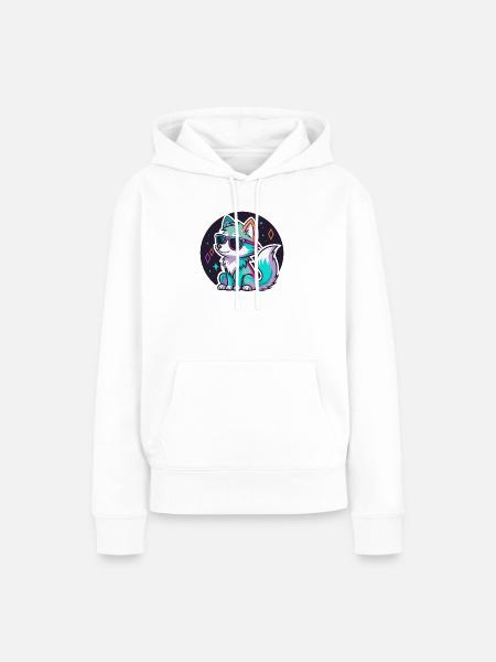 Wolf-Neon-Sonnenbrille - Frauen Premium Bio Hoodie - Weiß