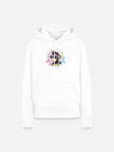 Cartoon Monkey Splash bunte rosa Brille - Frauen Premium Bio Hoodie - Weiß