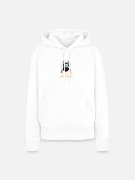 Katz im Kaffeebecher - Frauen Premium Bio Hoodie - Weiß