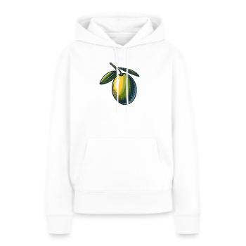 Helles, vintagefarbenes, stilisiertes Olivolive - Frauen Premium Bio Hoodie - Weiß - Vorne - Julia (174cm)
