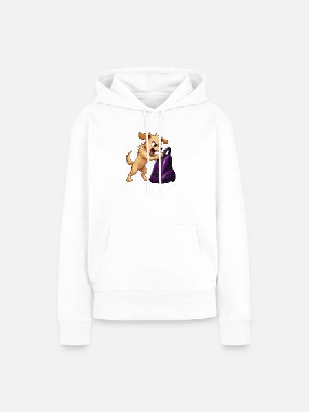 Wütende Hund Staubsauger-Showdown - Frauen Premium Bio Hoodie - Weiß