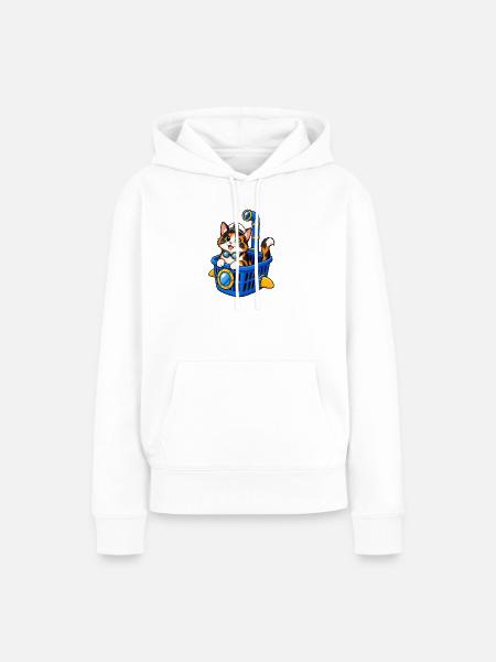 U-Boot-Katzen-Wäschekorb - Frauen Premium Bio Hoodie - Weiß
