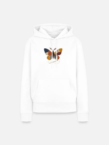 Patchwork-Nähfalter - Frauen Premium Bio Hoodie - Weiß
