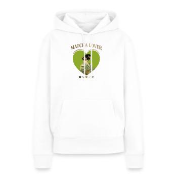 Japanese Matcha Lover Utamaro Ukiyo-e Parody - Frauen Premium Bio Hoodie - Weiß - Vorne - Julia (174cm)