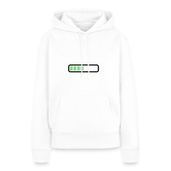 Akku Batterie loading - Frauen Premium Bio Hoodie - Weiß - Vorne - Julia (174cm)