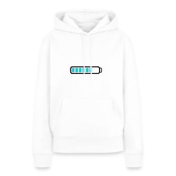 Akku Batterie loading - Frauen Premium Bio Hoodie - Weiß - Vorne - Julia (174cm)