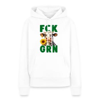FCKGRN FCK GRN Sticker - Frauen Premium Bio Hoodie - Weiß - Vorne - Julia (174cm)