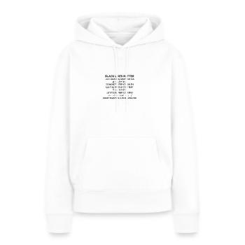 La vie des Noirs compte - Sweat à capuche Premium bio Femme - blanc - Devant - Julia (174cm)