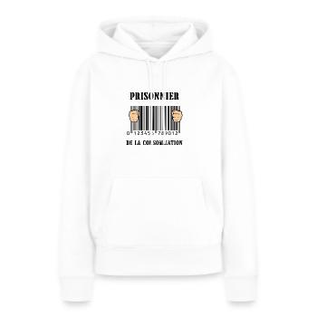 prisonnier de la consommation - Sweat à capuche Premium bio Femme - blanc - Devant - Julia (174cm)