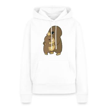 Étreinte de taupe - Sweat à capuche Premium bio Femme - blanc - Devant - Julia (174cm)