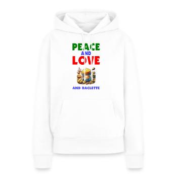 Frieden und Liebe und Raclette - Frauen Premium Bio Hoodie - Weiß - Vorne - Julia (174cm)