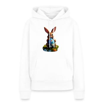 Osterhase mit Ei, Oval - Frauen Premium Bio Hoodie - Weiß - Vorne - Julia (174cm)