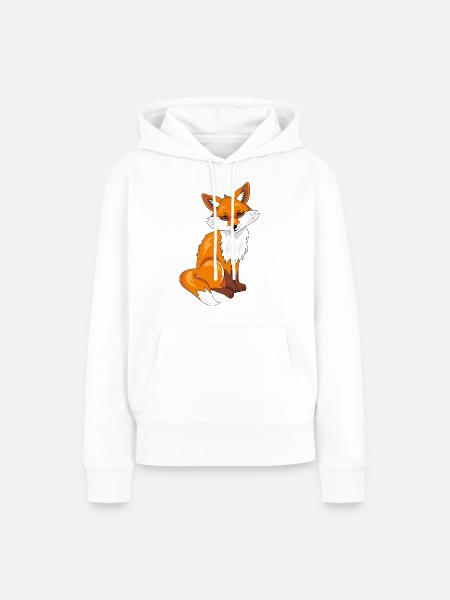 Sitzender süßer, schüchterner Fuchs - Frauen Premium Bio Hoodie - Weiß