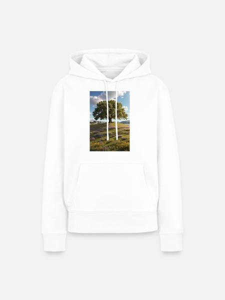 Baum, Wildblumenwiese - Frauen Premium Bio Hoodie - Weiß