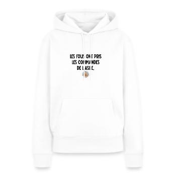 les fous ont pris les commandes de l'asile - Sweat à capuche Premium bio Femme - blanc - Devant - Julia (174cm)