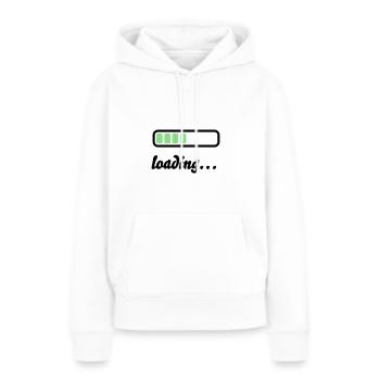 Akku Batterie loading - Frauen Premium Bio Hoodie - Weiß - Vorne - Julia (174cm)