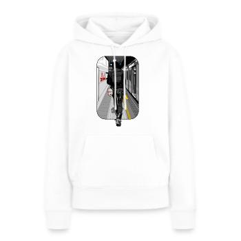 Tokyo U-Bahn - Frauen Premium Bio Hoodie - Weiß - Vorne - Julia (174cm)