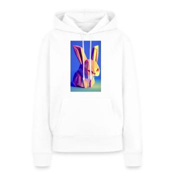 Polygonales Kaninchen - Böser Blick - Frauen Premium Bio Hoodie - Weiß - Vorne - Julia (174cm)
