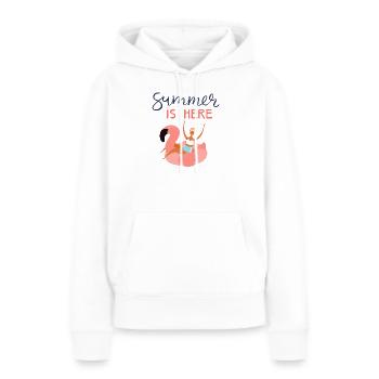 Soleil estival et flamant rose joyeux - Sweat à capuche Premium bio Femme - blanc - Devant - Julia (174cm)